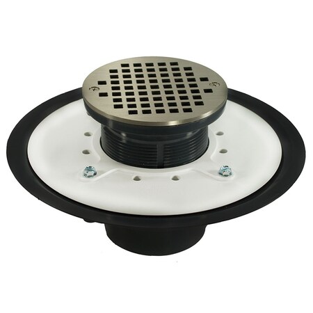 Jones Stephens 3in. Heavy Duty PVC Drain Base with 3-1/2in. Plastic Spud and 5in. Nickel Bronze Strainer D53459